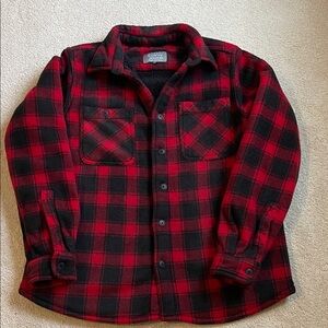Berkeley Jensen Red and Black Plaid Faux  Sherpa Lined Button Down Shirt